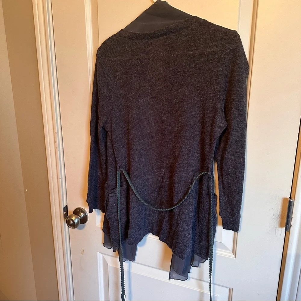 Bluebird Size L dark grey cardigan with sheer around edges - Picture 6 of 7